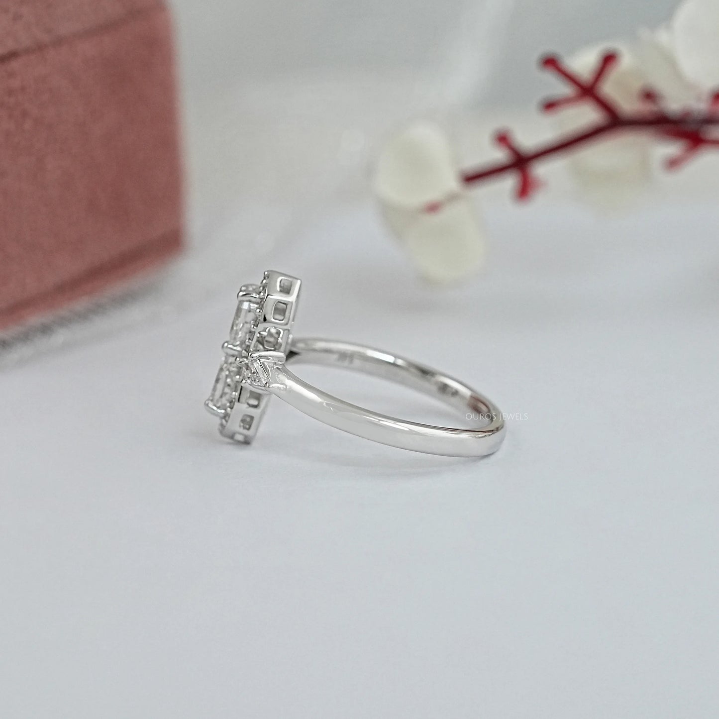 Step Cut Pear Lab Grown Diamond Infinity Ring