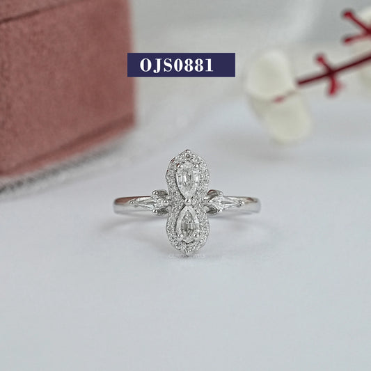 Step Cut Pear Lab Grown Diamond Infinity Ring