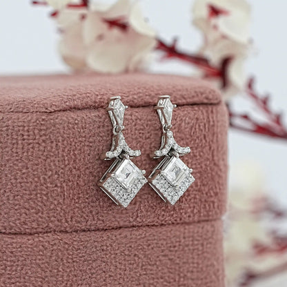 Carre Cut Lab Grown Diamond Drop & Dangle Earrings