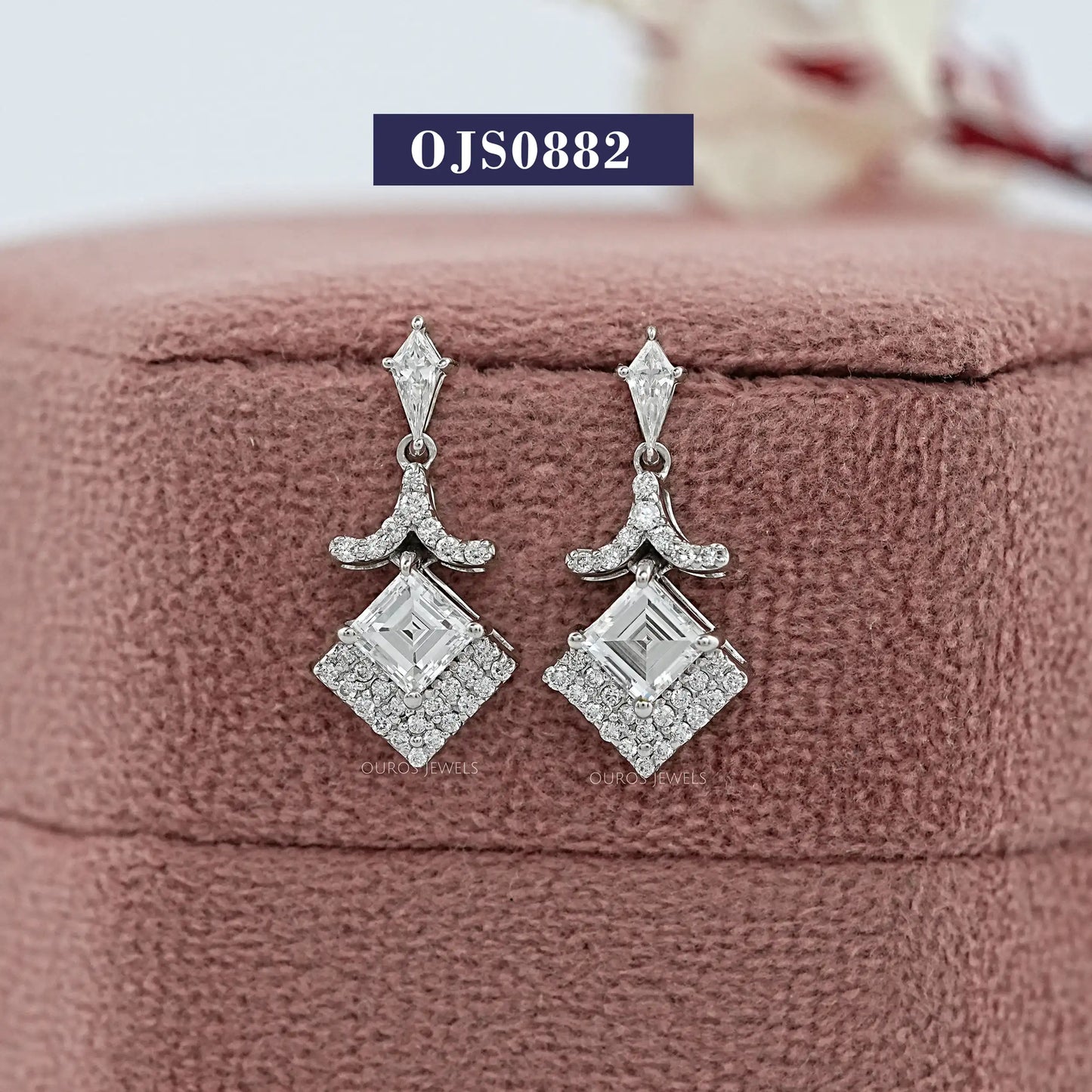 Carre Cut Lab Grown Diamond Drop & Dangle Earrings