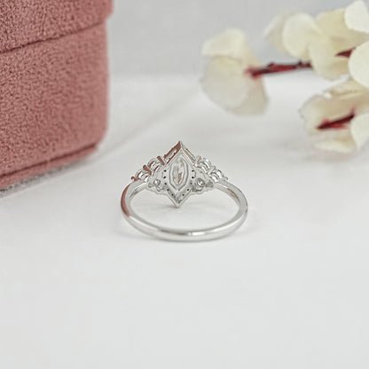 Step Cut Oval Halo Engagement Ring