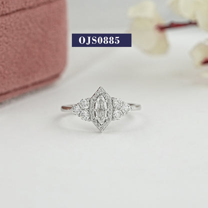 Step Cut Oval Halo Engagement Ring