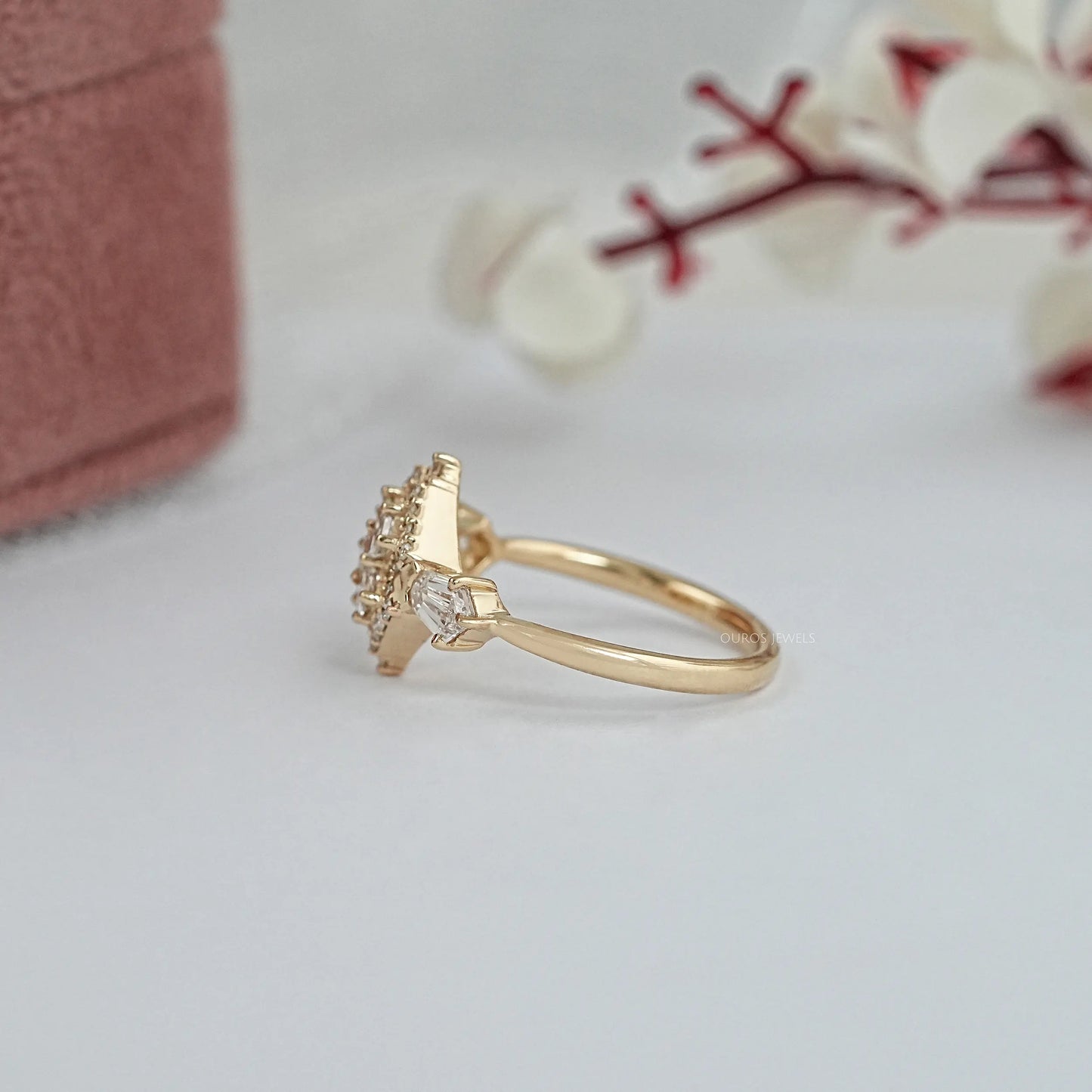 Step Cut Shield Lab Diamond Engagement Ring