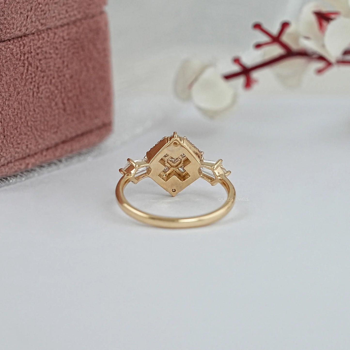 Step Cut Shield Lab Diamond Engagement Ring