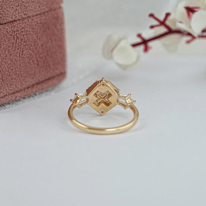 Step Cut Shield Lab Diamond Engagement Ring