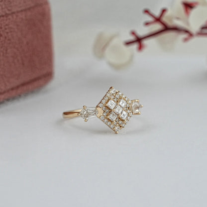 Step Cut Shield Lab Diamond Engagement Ring