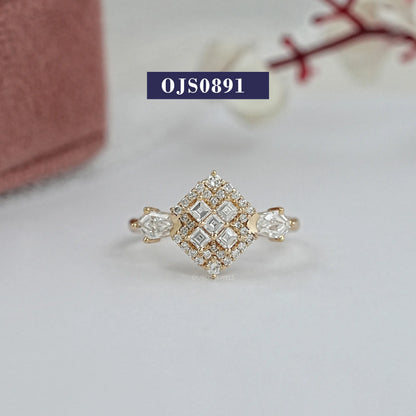 Step Cut Shield Lab Diamond Engagement Ring