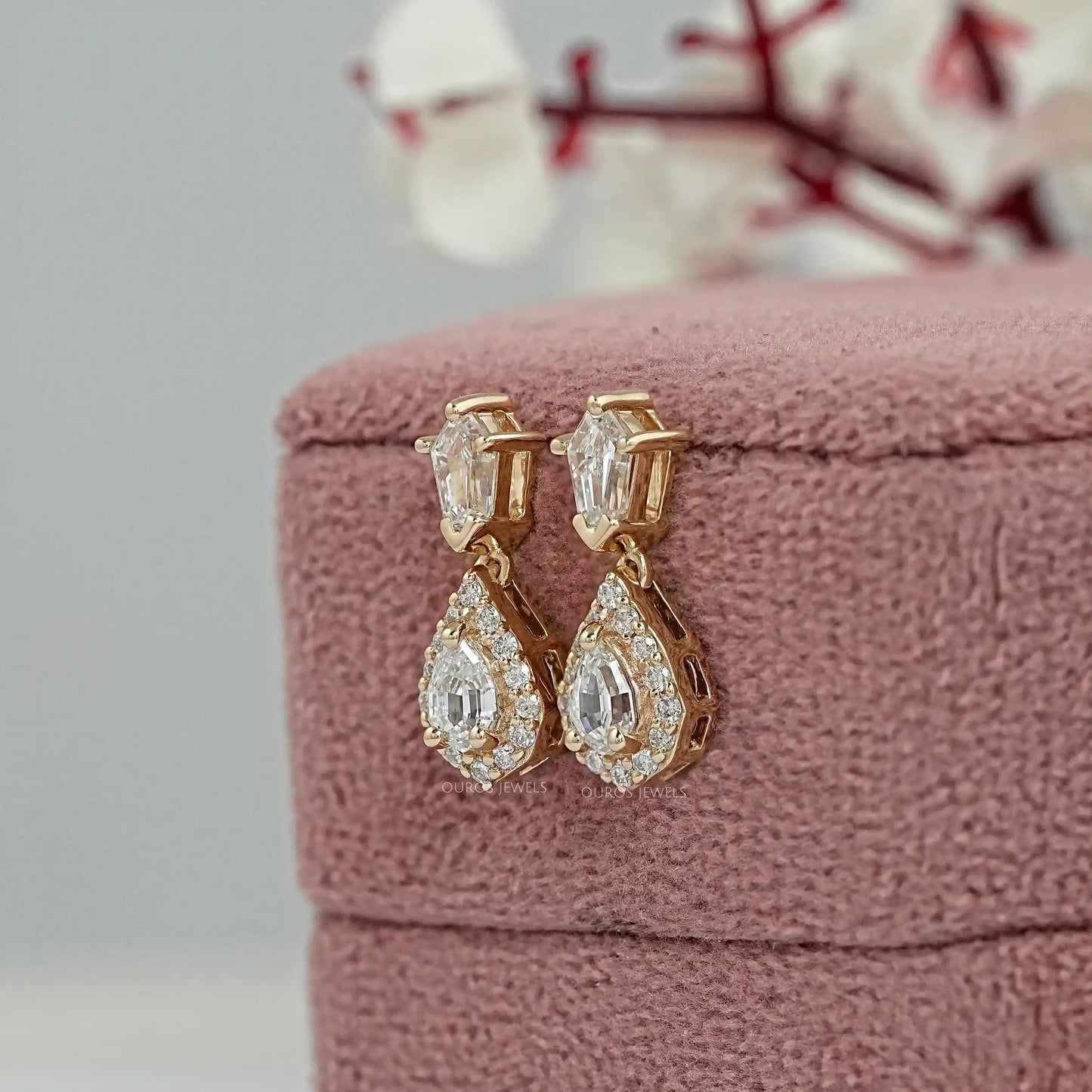 Step Cut Pear Drop Earrings