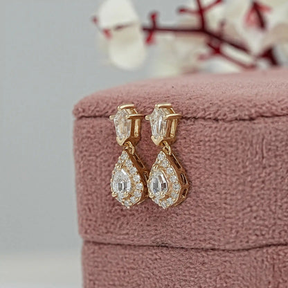 Step Cut Pear Drop Earrings