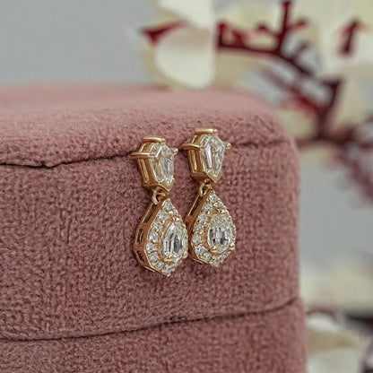 Step Cut Pear Drop Earrings