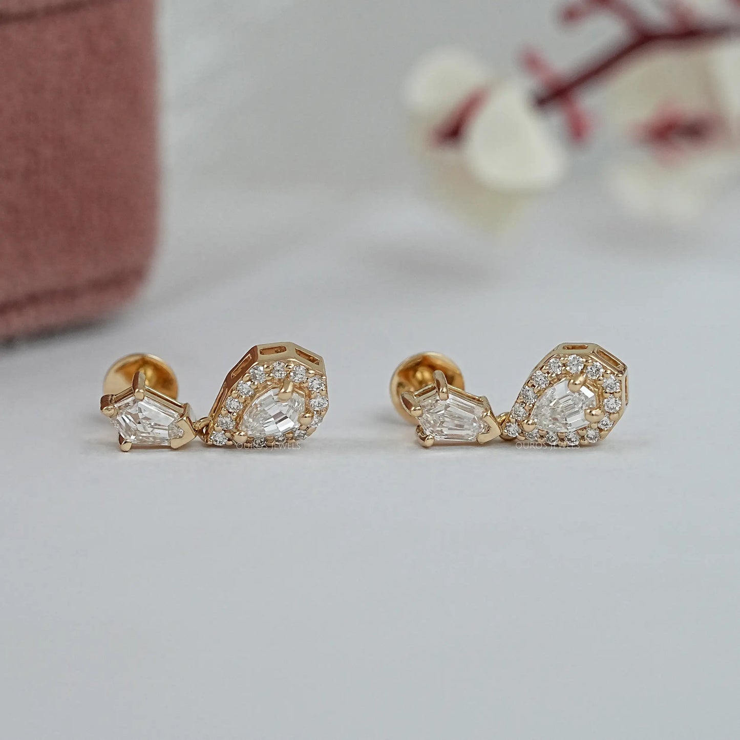 Step Cut Pear Drop Earrings