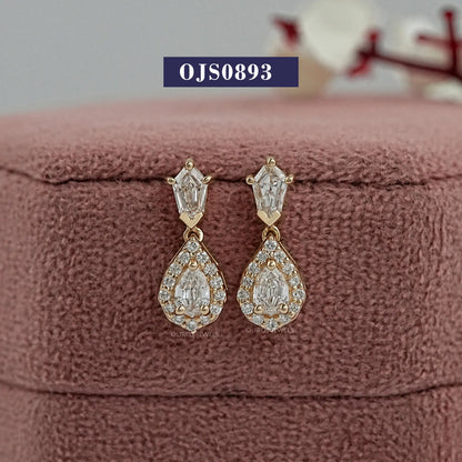 Step Cut Pear Drop Earrings