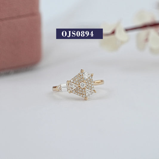 Step Cut Arrow And Lab Grown Diamond Engagement Ring
