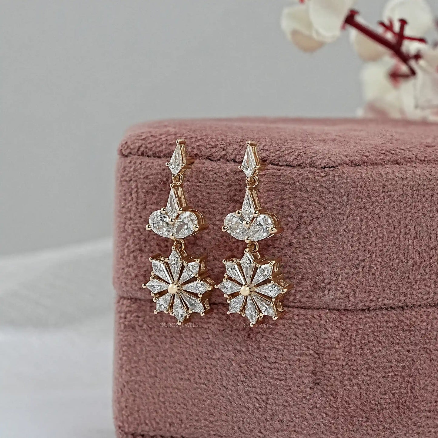 Pear And Kite Cut Lab Diamond Dangle Earrings