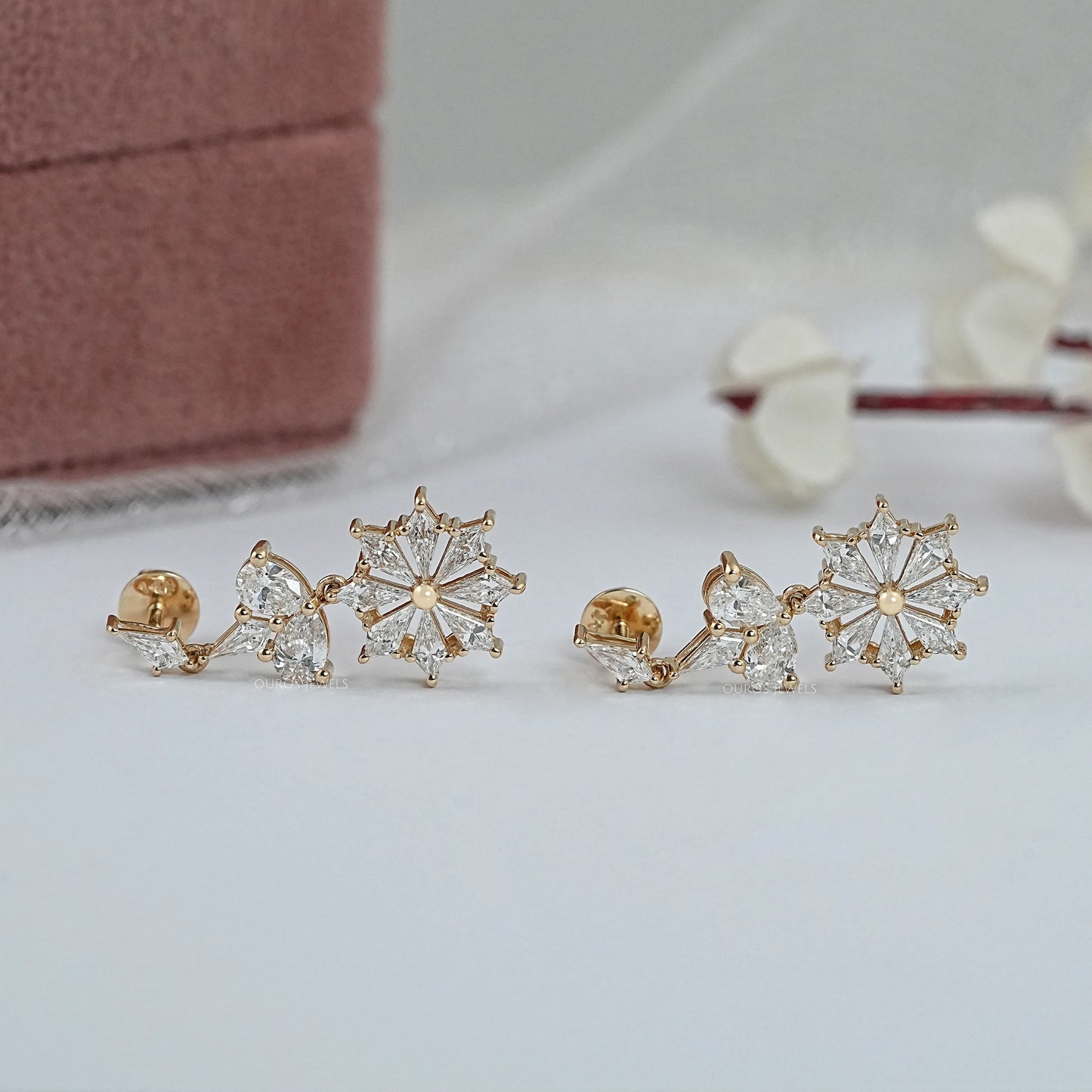 Pear And Kite Cut Lab Diamond Dangle Earrings