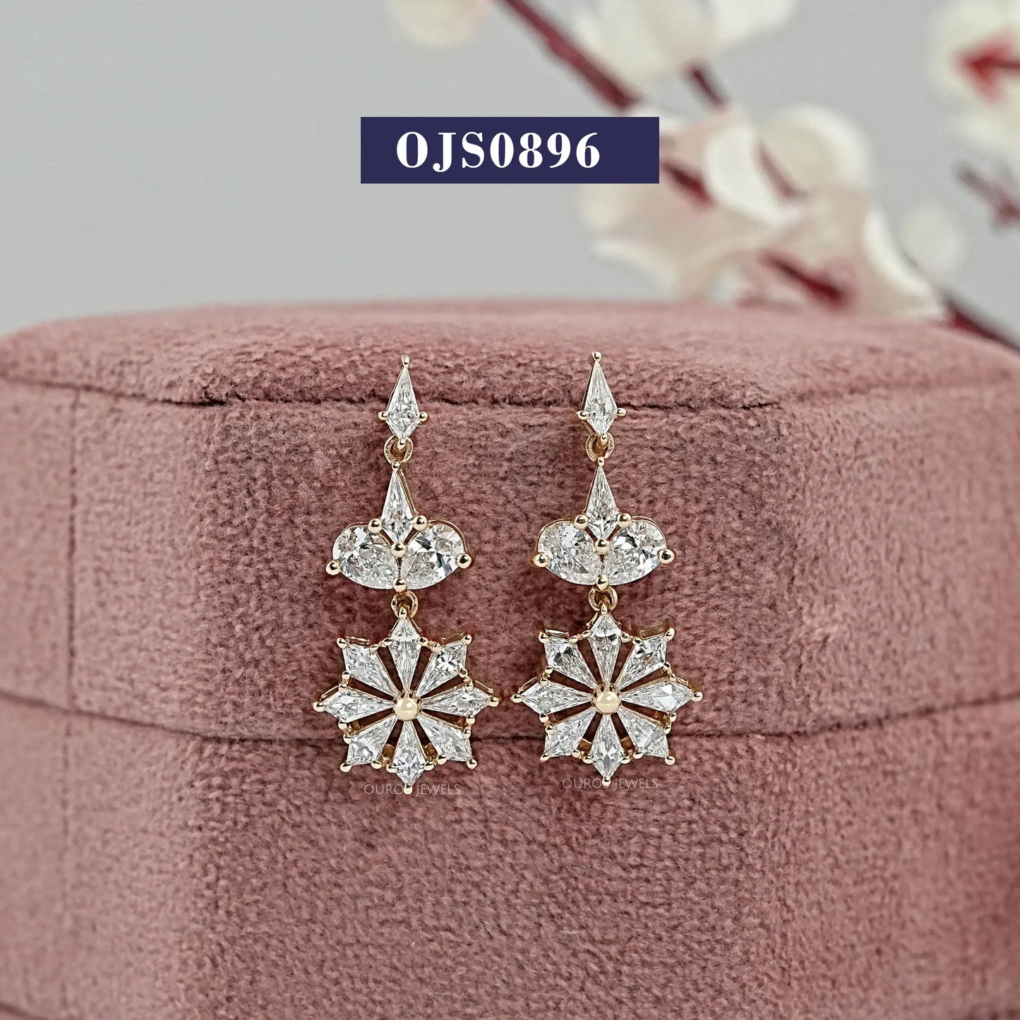 Pear And Kite Cut Lab Diamond Dangle Earrings