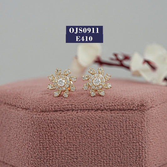 Round Cut Lab Grown Diamond Floral Earrings