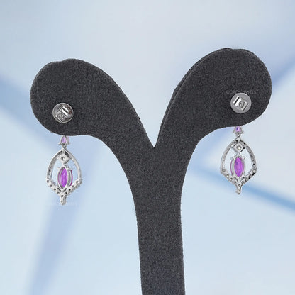 Pink Sapphire Marquise Cut Dangle Earrings