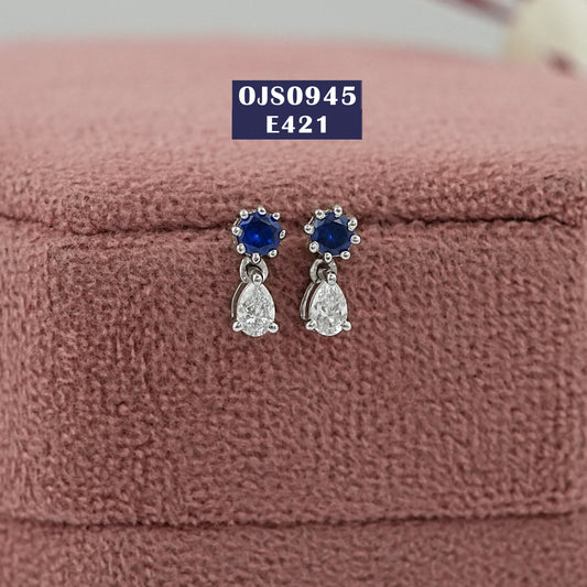 Lab Grown Blue Sapphire Stud Earrings