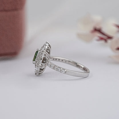Pear Cut Lab Diamond Halo Accent Ring