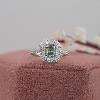 Multi Shape Lab Diamond Halo Accent Ring