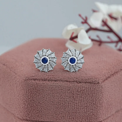 Round Diamond Gemstone Stud