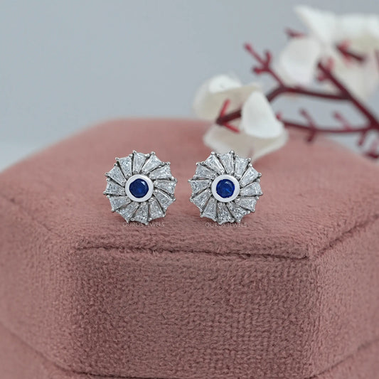 Round Diamond Gemstone Stud