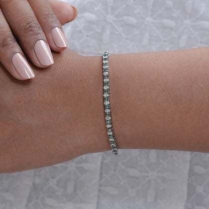 Green Oval Diamond Tennis Bracelet