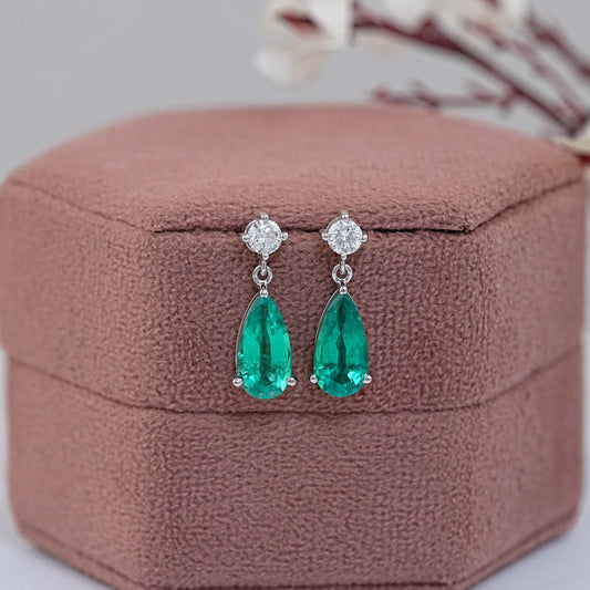 Pear Green Gemstone Dangle Drop Earring