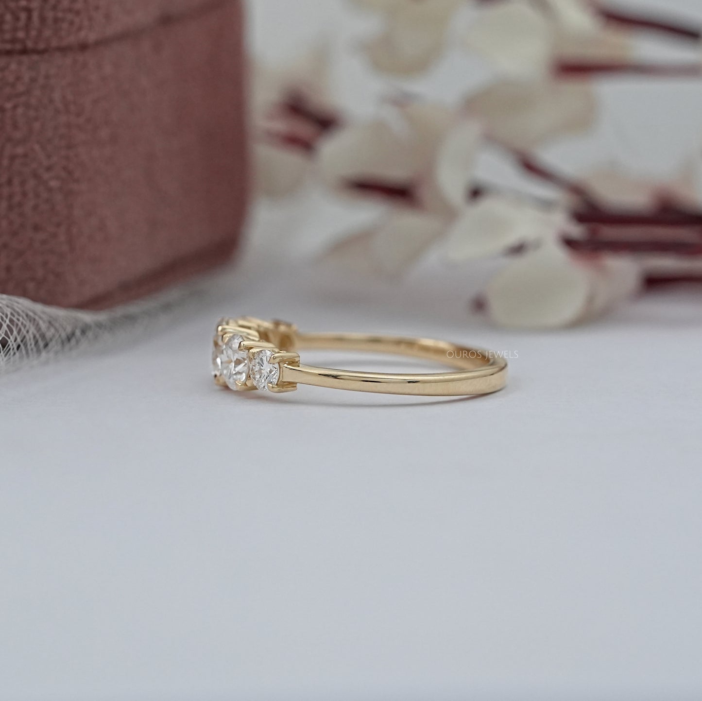 Round Cut Lab Diamond Five Stone Wedding Ring