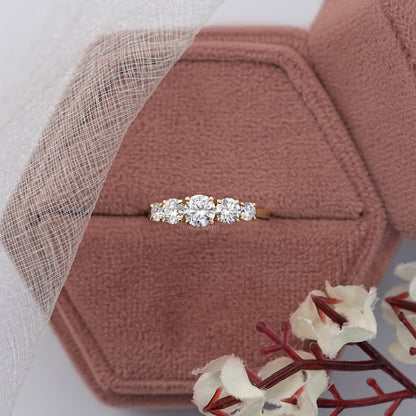 Round Cut Lab Diamond Five Stone Wedding Ring