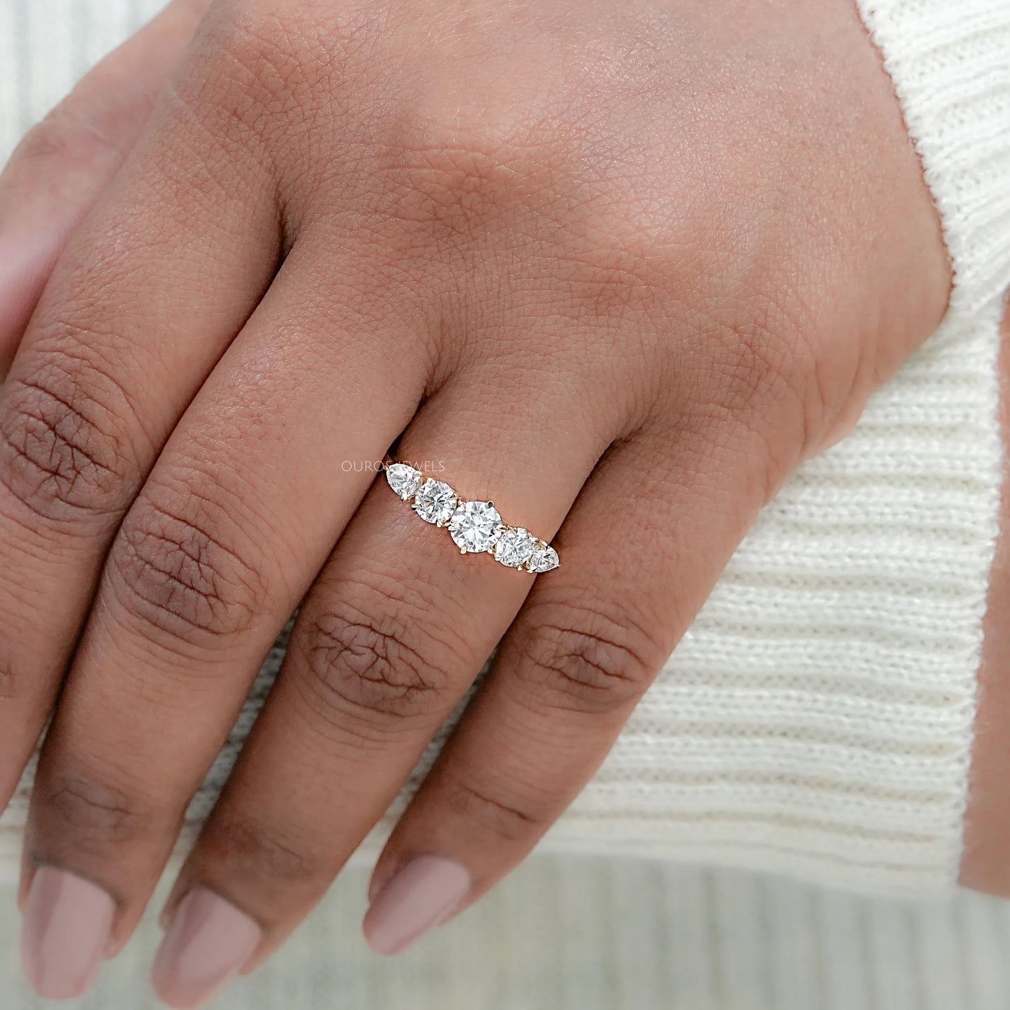 Round And Pear Diamond Engagement Ring