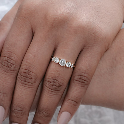 Round and Marquise Diamond Engagement Ring