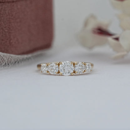 Cushion and Round Cut Engagement Ring
