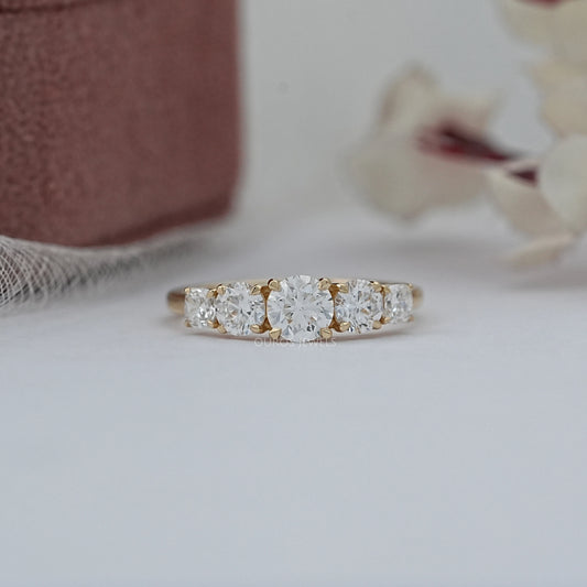 Cushion and Round Cut Engagement Ring