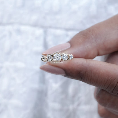 Round And Pentagon Five Stone Ring