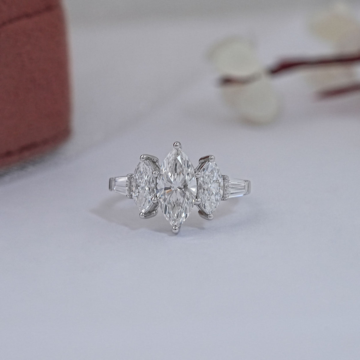 Five Stone Marquise And Baguette Diamond Ring