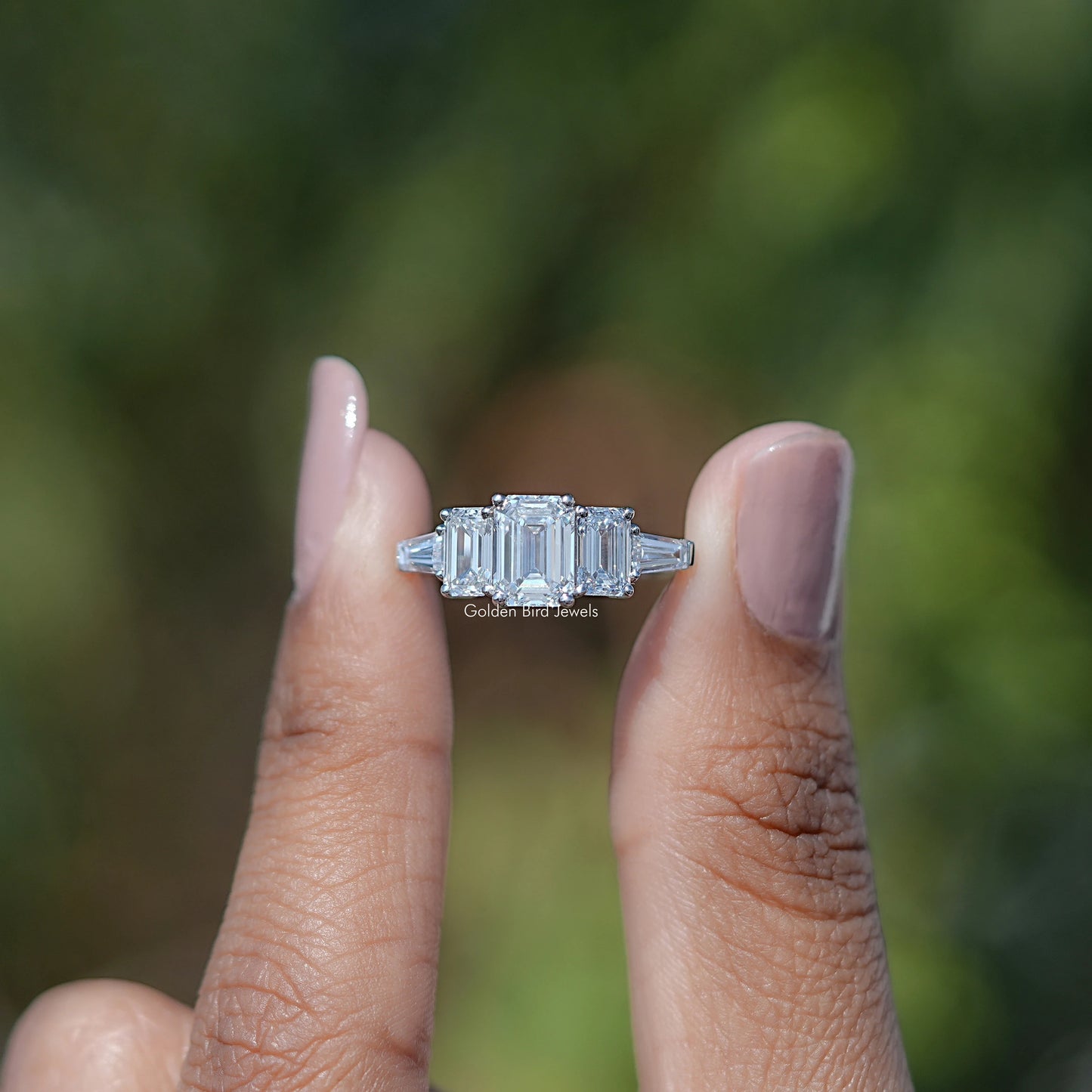 Lab Diamond Emerald Cut Five Stone Ring