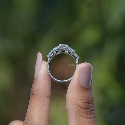 Lab Diamond Emerald Cut Five Stone Ring