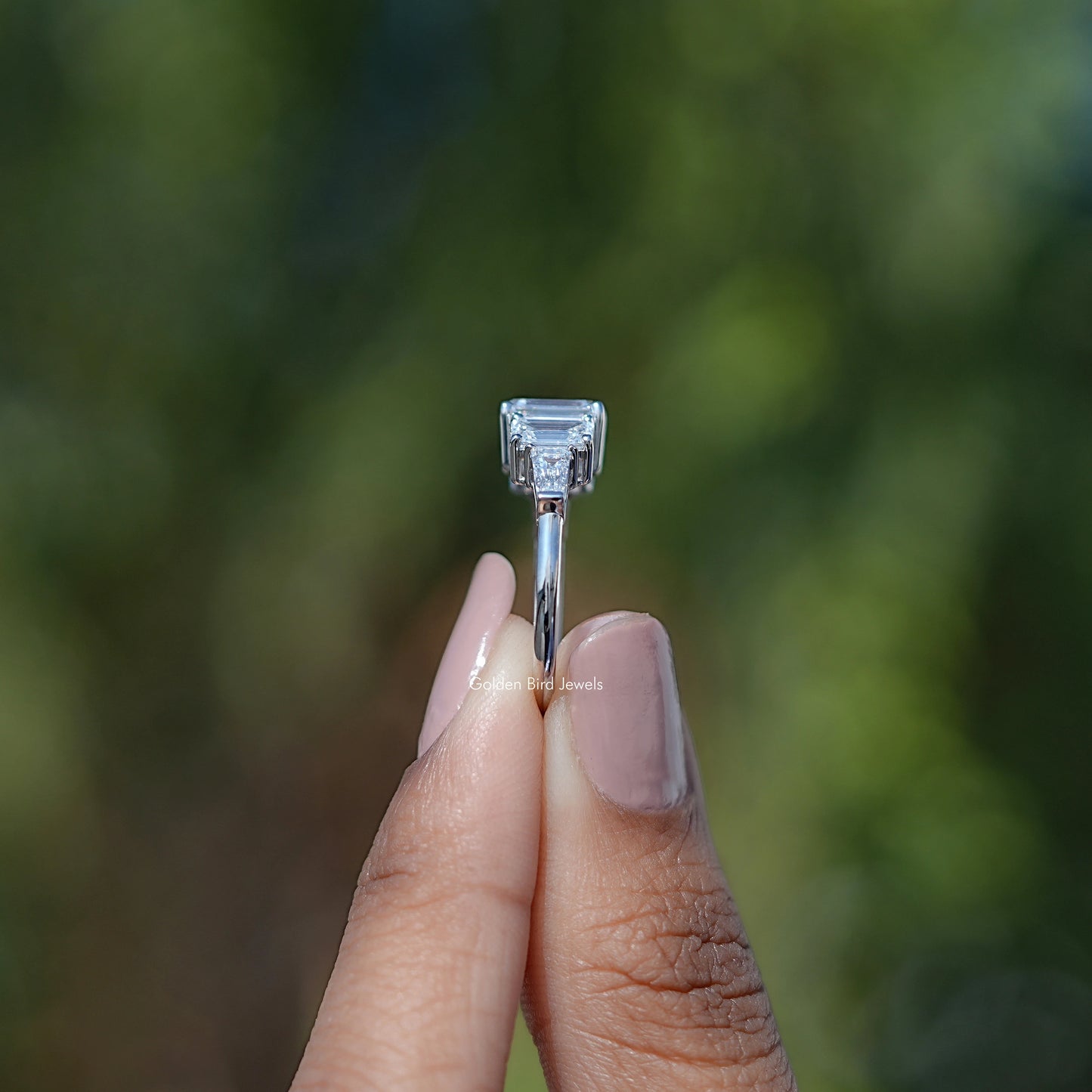 Lab Diamond Emerald Cut Five Stone Ring