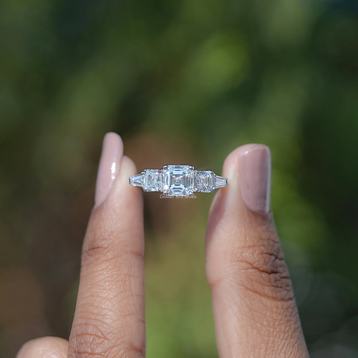 Asscher And Tapered Baguette Five Stone Ring