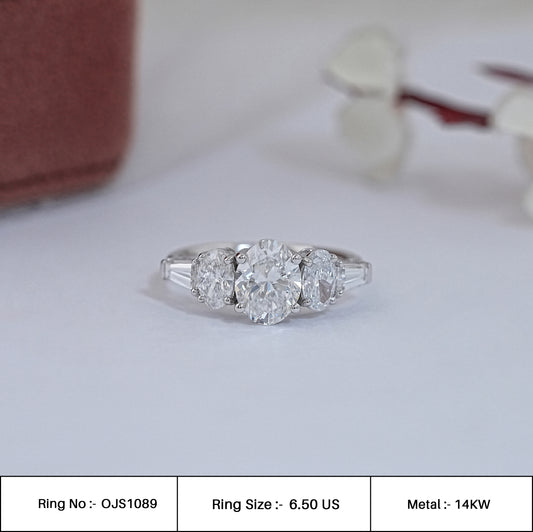Oval And Tapered Baguette Diamond Five Stone Ring