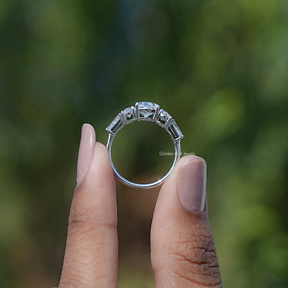 Oval And Tapered Baguette Diamond Five Stone Ring