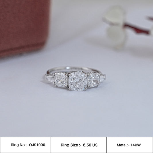 Square Cushion And Tapered Baguette Five Stone Ring
