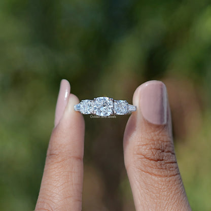 Square Cushion And Tapered Baguette Five Stone Ring