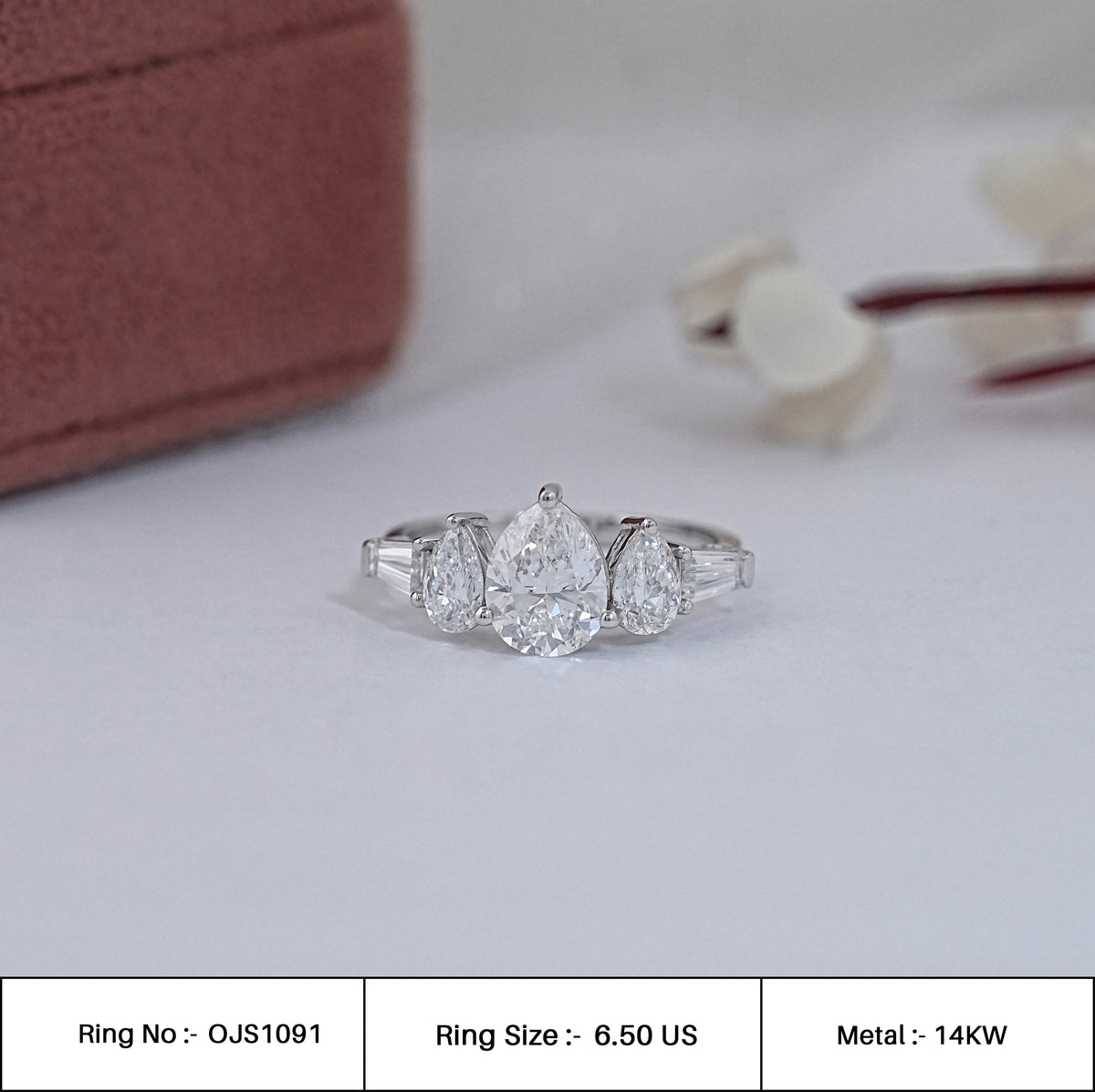 Lab Grown Pear Cut Diamond Five Stone Ring