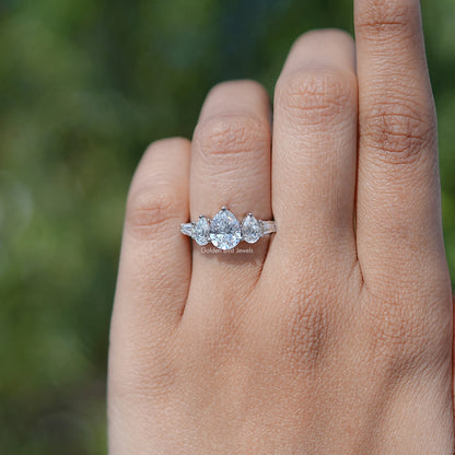 Lab Grown Pear Cut Diamond Five Stone Ring