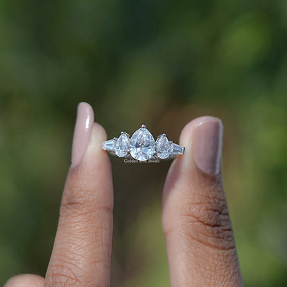 Lab Grown Pear Cut Diamond Five Stone Ring