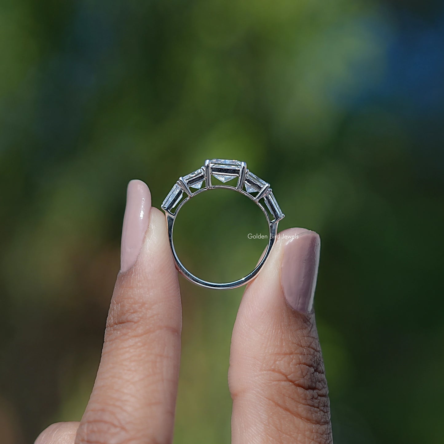 Lab Diamond Princess Cut Five Stone Ring