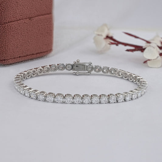3.30 MM Round Cut Diamond White Gold Bracelet